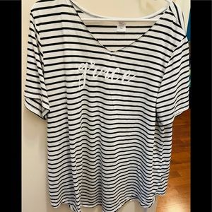 Women’s Striped Tee V-Neck Grace 3X